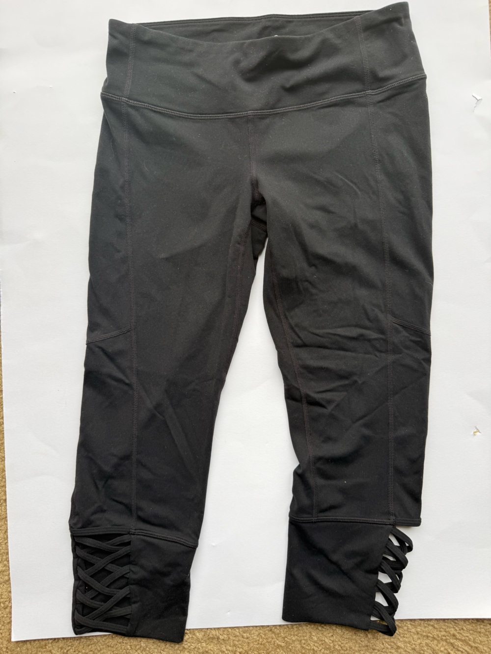 Athleta Black Crisscross Hem Active Capris